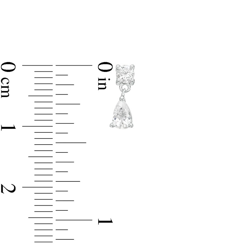 Main Image 2 of ​​​​​​​Cubic Zirconia Round Stone with Teardrop Drop Earrings in Sterling Silver