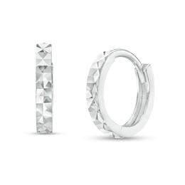 Diamond-Cut Huggie Hoop Earrings in Sterling Silver