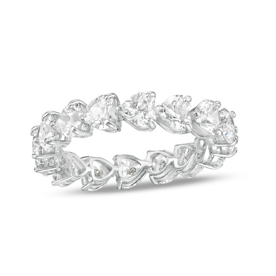 4mm Heart-Shaped Cubic Zirconia Eternity Band in Sterling Silver - Size 8