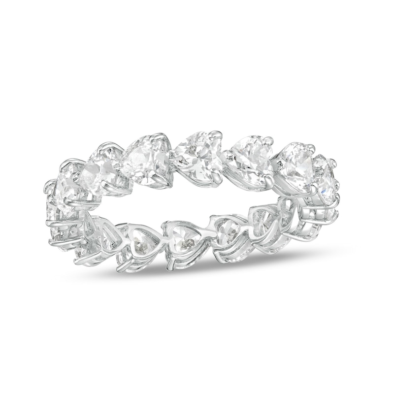 ​​​​​​​4mm Heart-Shaped Cubic Zirconia Eternity Band in Sterling Silver - Size 8
