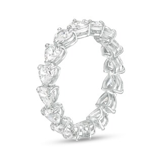 ​​​​​​​4mm Heart-Shaped Cubic Zirconia Eternity Band in Sterling Silver - Size 8