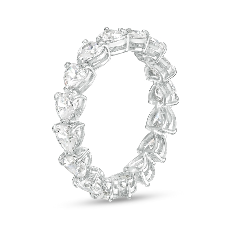 ​​​​​​​4mm Heart-Shaped Cubic Zirconia Eternity Band in Sterling Silver - Size 8