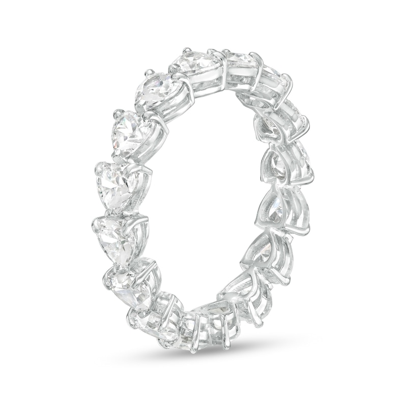 Main Image 2 of ​​​​​​​4mm Heart-Shaped Cubic Zirconia Eternity Band in Sterling Silver - Size 8