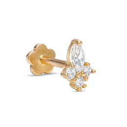 018 Gauge Marquise and Round Cubic Zirconia Cartilage Barbell in 14K Gold