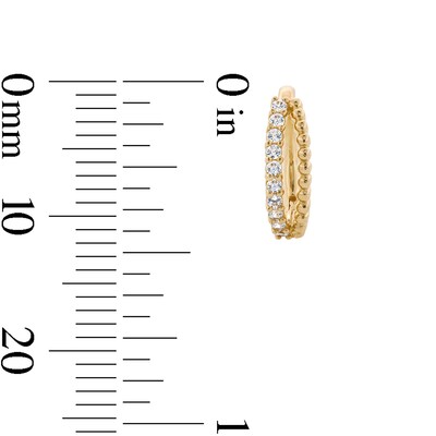 14K Solid Gold CZ and Beaded Double Row Clicker Hoop - 18G 5/16"