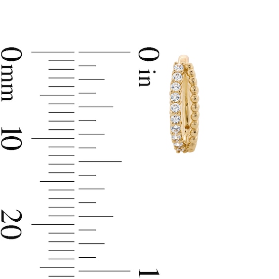 14K Solid Gold CZ and Beaded Double Row Clicker Hoop - 18G 5/16"
