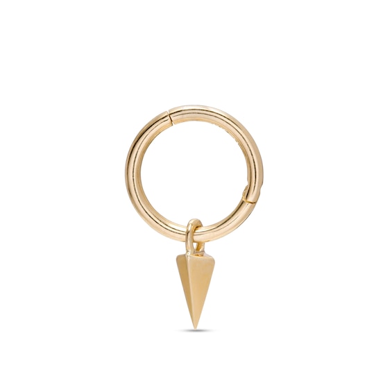 14K Gold Arrowhead Dangle Hoop - 18G