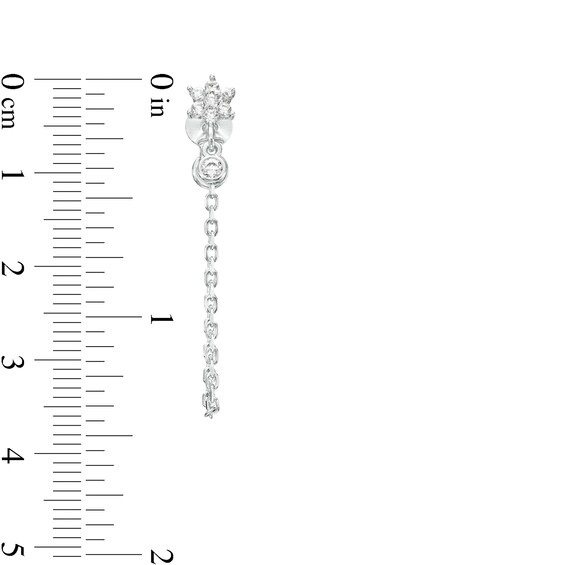 Pavé Flower Cubic Zirconia Bezel Chain Stud Earrings in Sterling Silver