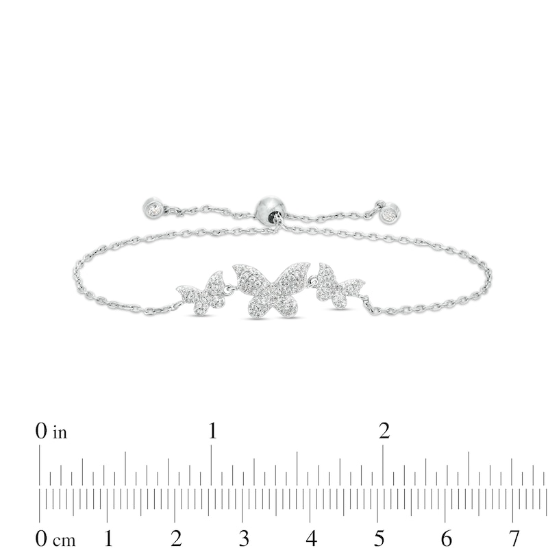 Sterling Silver CZ Butterfly Bolo Bracelet