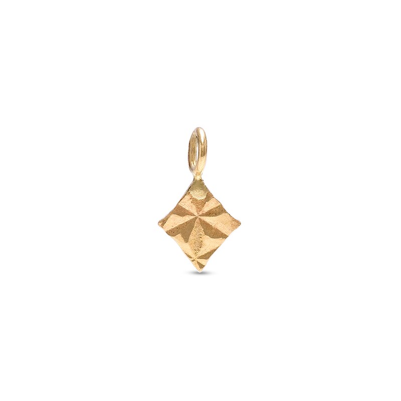 Diamond-Cut Rhombus Mini Hoop Charm in 10K Solid Gold