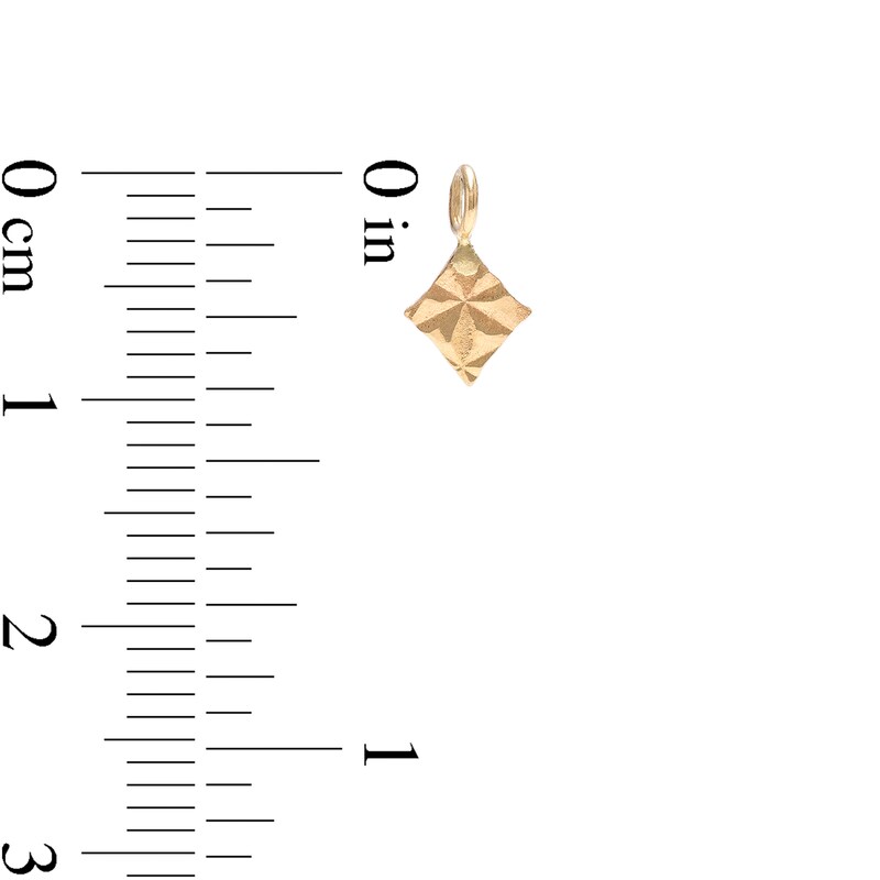 Diamond-Cut Rhombus Hoop Charm in 10K Solid Gold