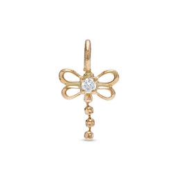 Cubic Zirconia Dragonfly Hoop Charm in 10K Solid Gold