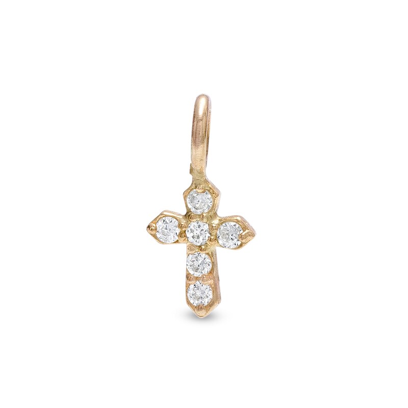 Cubic Zirconia Cross Hoop Charm in 10K Solid Gold