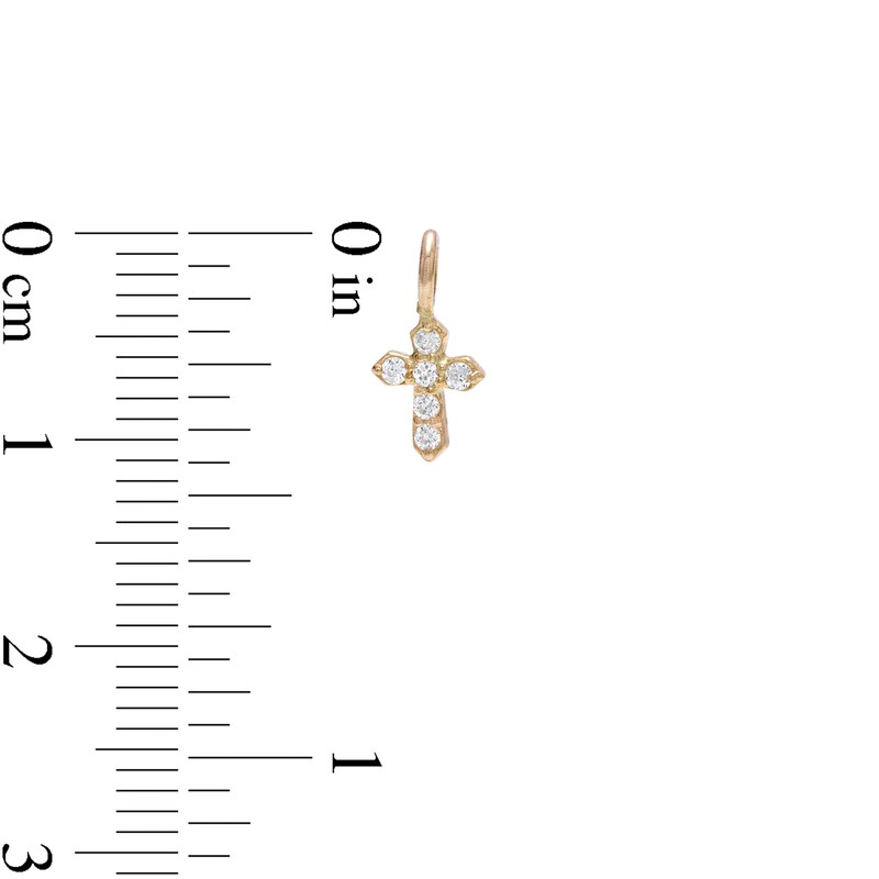Cubic Zirconia Cross Hoop Charm in 10K Solid Gold