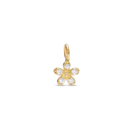 CZ Flower Mini Hoop Charm in 10K Solid Gold