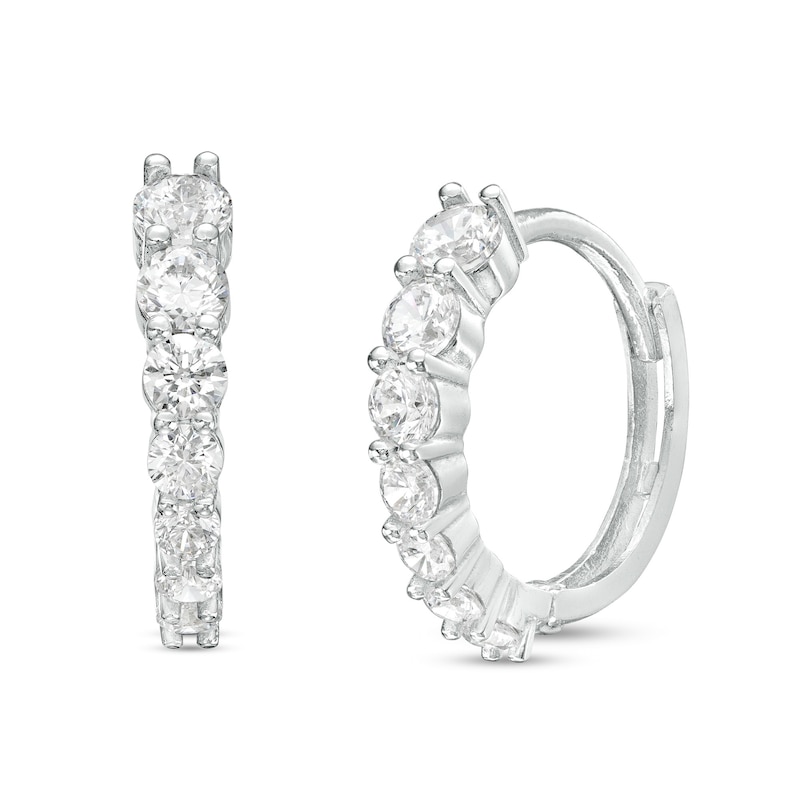 Round-Cut Cubic Zirconia Huggie Hoop Earrings in Sterling Silver