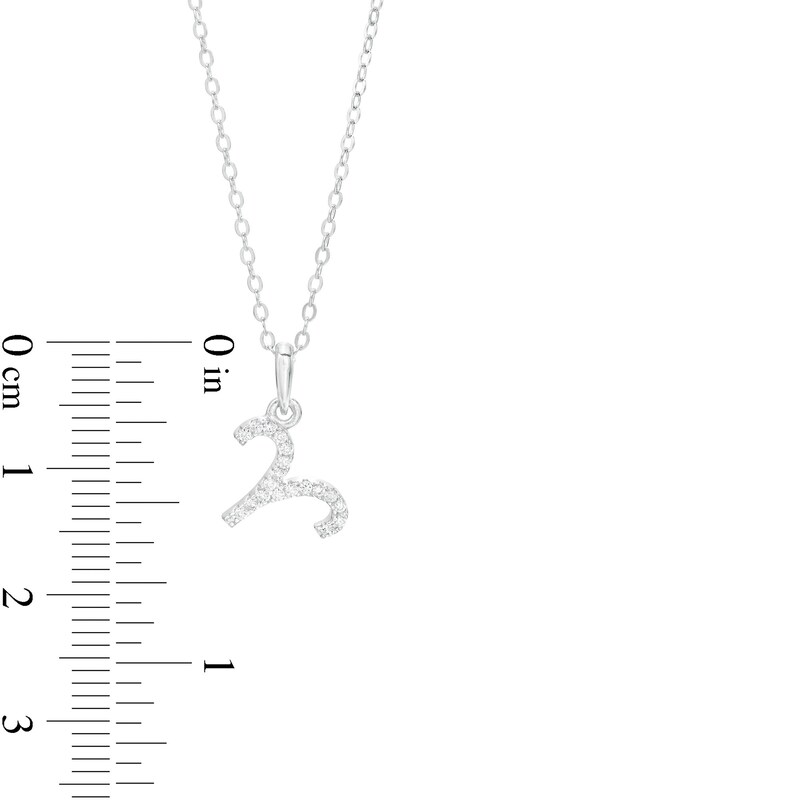 Cubic Zirconia Dainty Aries Symbol Pendant Necklace in Solid Sterling Silver