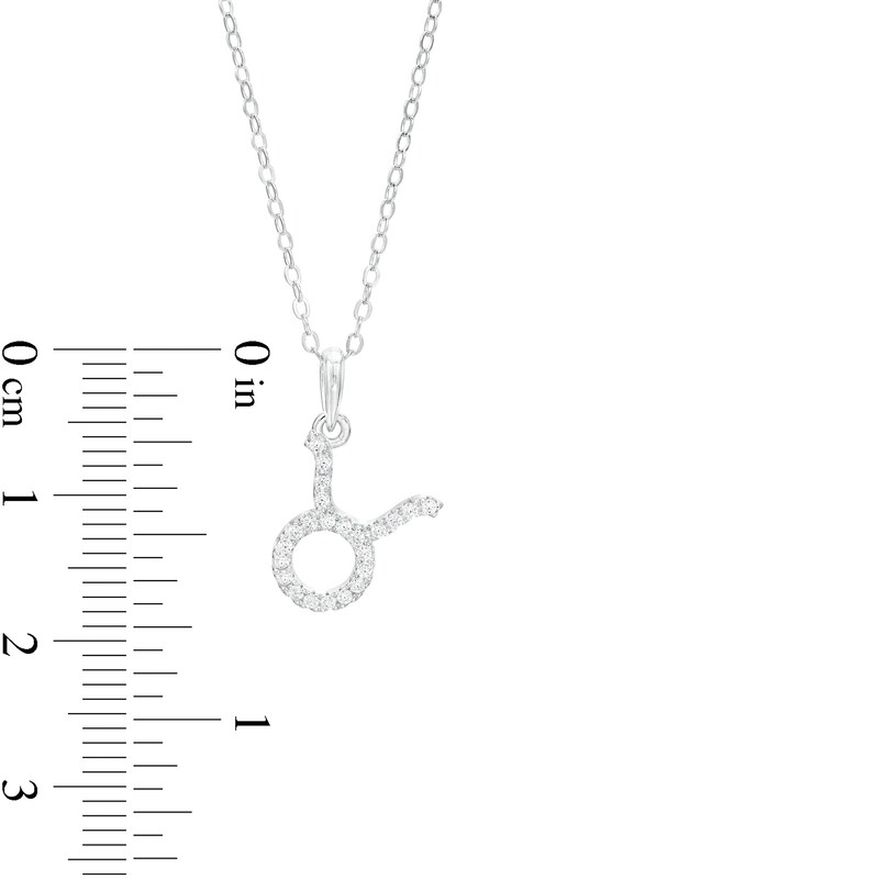 Main Image 2 of Sterling Silver CZ Dainty Taurus Symbol Pendant - 18"