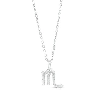 Sterling Silver CZ Dainty Scorpio Symbol Pendant - 18"