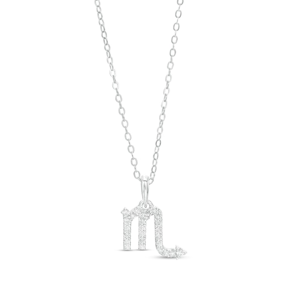 Cubic Zirconia Dainty Scorpio Symbol Pendant Necklace in Sterling Silver