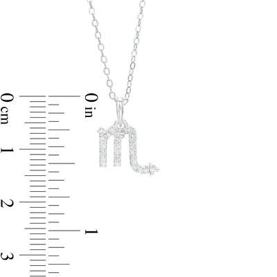 Sterling Silver CZ Dainty Scorpio Symbol Pendant - 18"