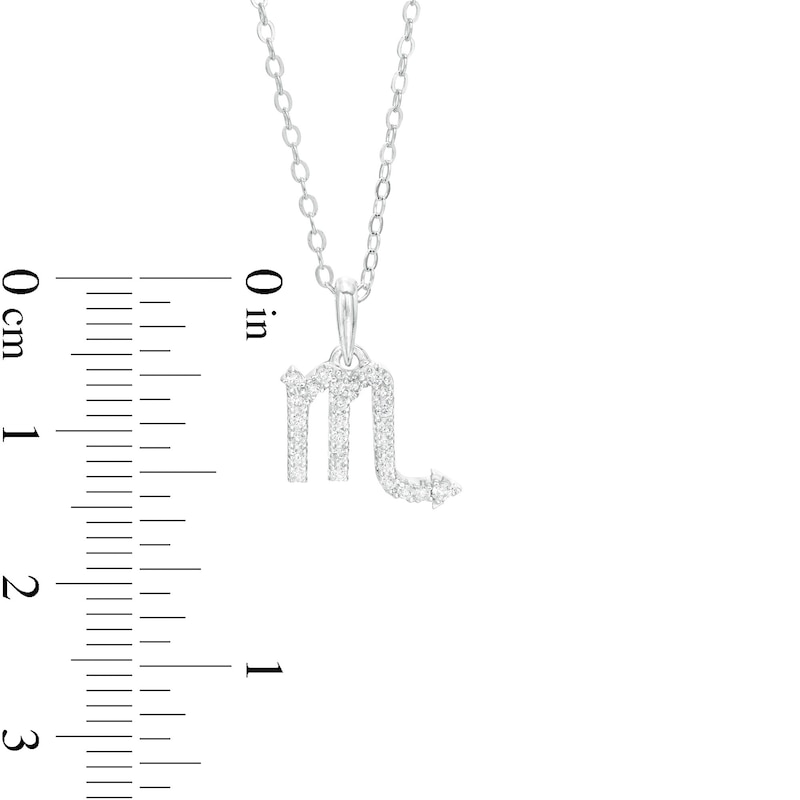Cubic Zirconia Dainty Scorpio Symbol Pendant Necklace in Sterling Silver