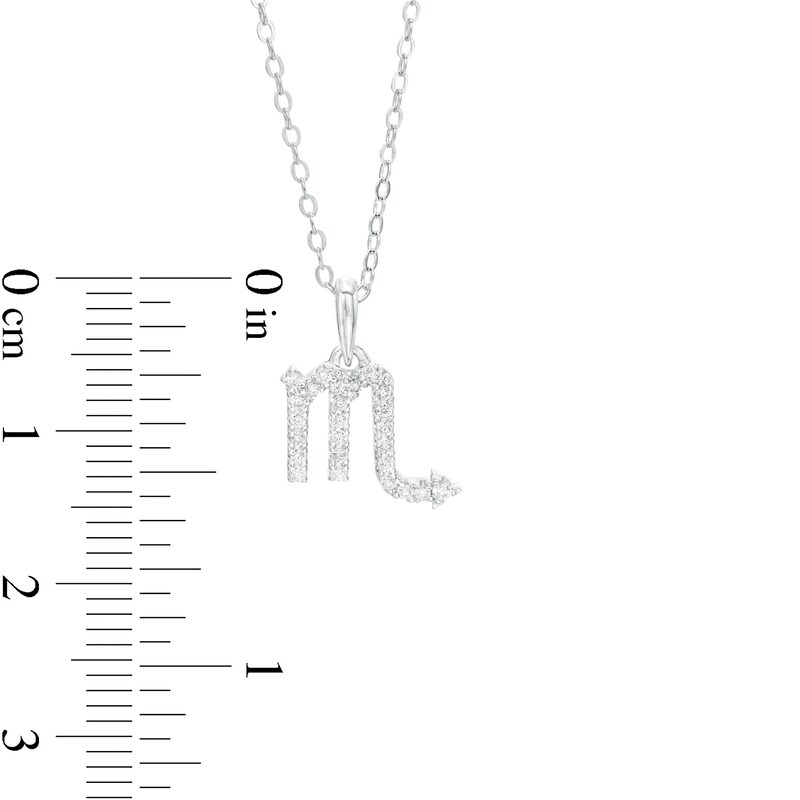 Cubic Zirconia Dainty Scorpio Symbol Pendant Necklace in Sterling Silver