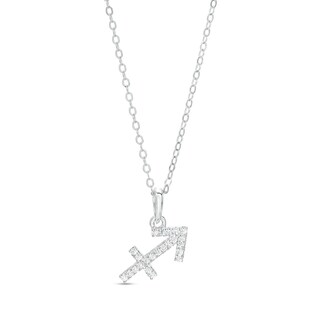 Sterling Silver CZ Dainty Sagittarius Symbol Pendant - 18"