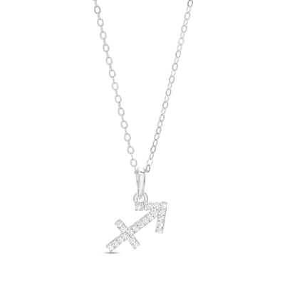 Sterling Silver CZ Dainty Sagittarius Symbol Pendant - 18"