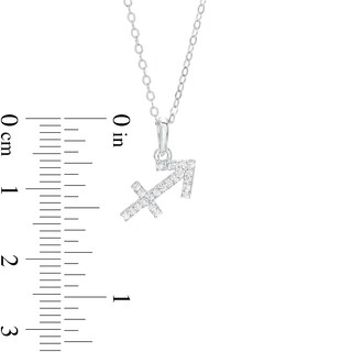 Sterling Silver CZ Dainty Sagittarius Symbol Pendant - 18"