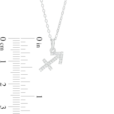 Sterling Silver CZ Dainty Sagittarius Symbol Pendant - 18"