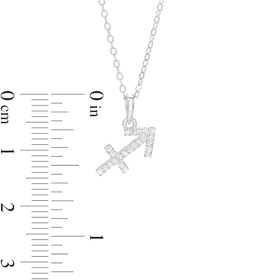 Sterling Silver CZ Dainty Sagittarius Symbol Pendant - 18"