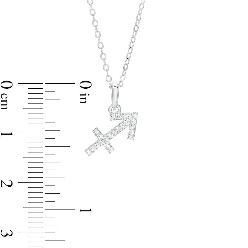 Cubic Zirconia Dainty Sagittarius Symbol Pendant Necklace in Solid Sterling Silver