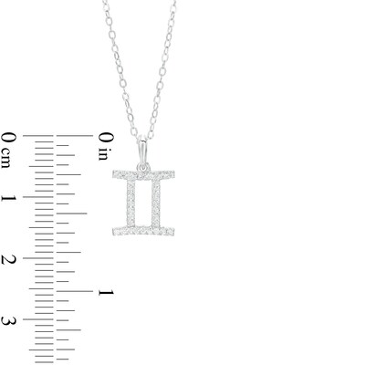 Sterling Silver CZ Dainty Gemini Symbol Pendant - 18"