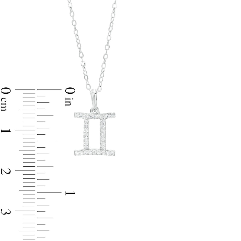 Cubic Zirconia Dainty Gemini Symbol Pendant Necklace in Sterling Silver