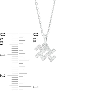 Sterling Silver CZ Dainty Aquarius Symbol Pendant - 18"