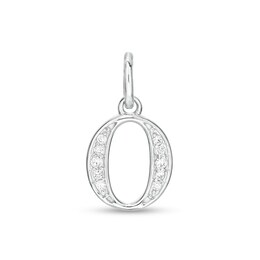 Cubic Zirconia Number 0 Necklace Charm in Sterling Silver