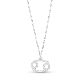 Cubic Zirconia Dainty Cancer Symbol Pendant Necklace in Sterling Silver