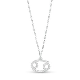 Sterling Silver CZ Dainty Cancer Symbol Pendant - 18"