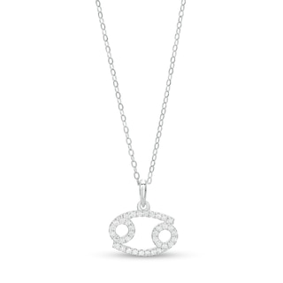 Sterling Silver CZ Dainty Cancer Symbol Pendant - 18"