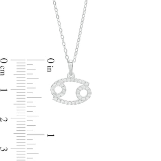 Sterling Silver CZ Dainty Cancer Symbol Pendant - 18"