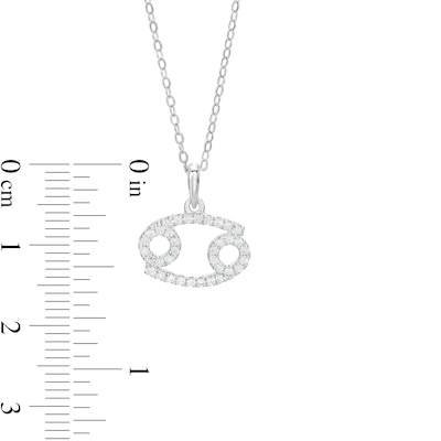 Sterling Silver CZ Dainty Cancer Symbol Pendant - 18"