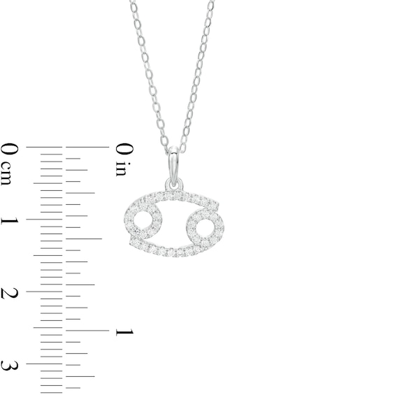 Sterling Silver CZ Dainty Cancer Symbol Pendant - 18"