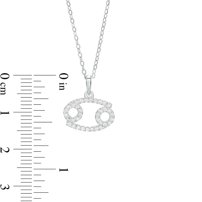 Main Image 2 of Sterling Silver CZ Dainty Cancer Symbol Pendant - 18"