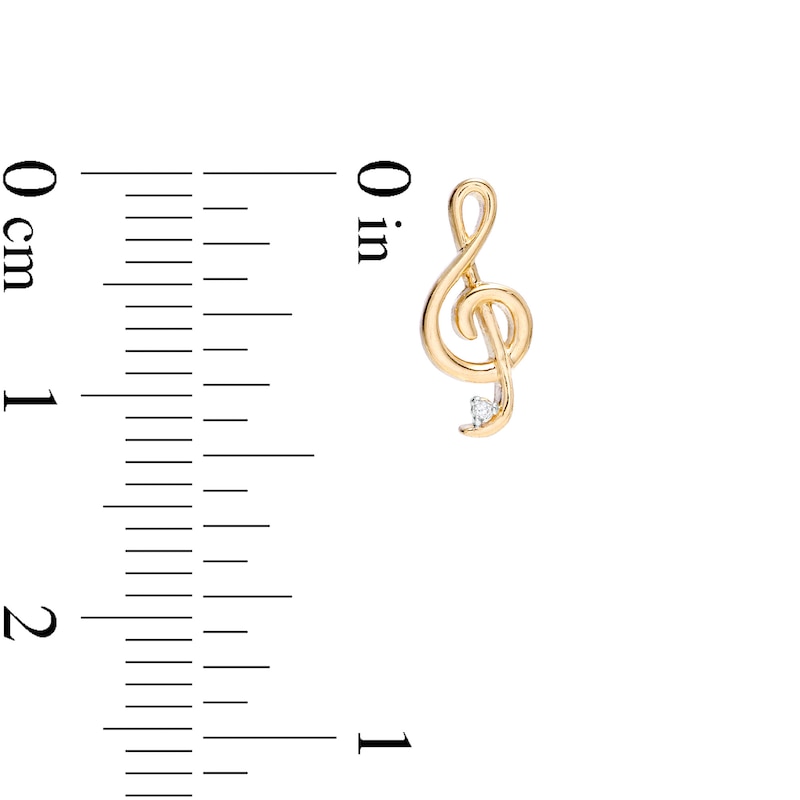 Main Image 2 of 1/20 CT. T.W. Diamond Treble Clef and Guitar Mismatch Stud Earrings in 10K Gold