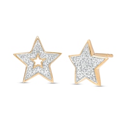 1/20 CT. T.W. Multi-Diamond Mismatch Star Stud Earrings in 10K Gold