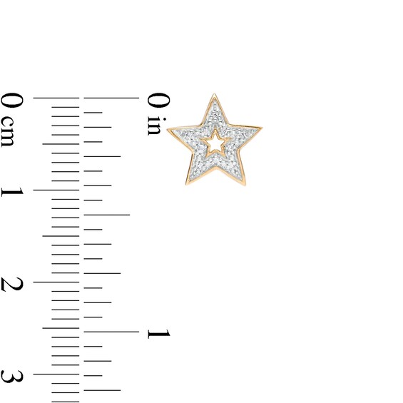 1/20 CT. T.W. Multi-Diamond Mismatch Star Stud Earrings in 10K Gold