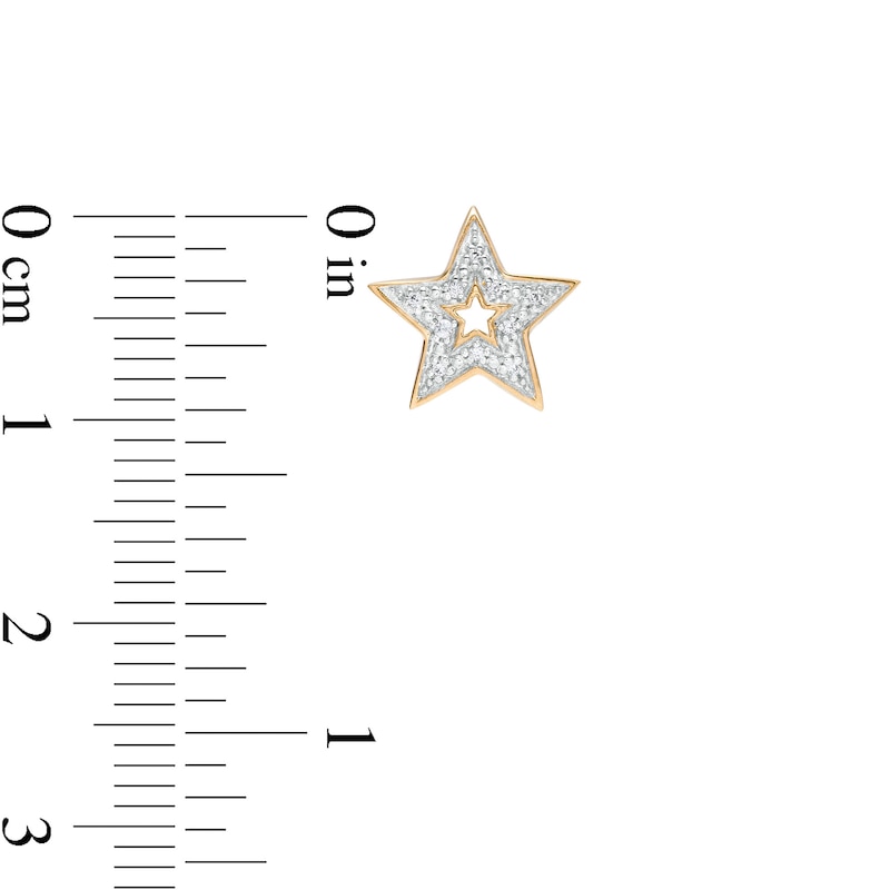 Main Image 2 of 1/20 CT. T.W. Multi-Diamond Mismatch Star Stud Earrings in 10K Gold