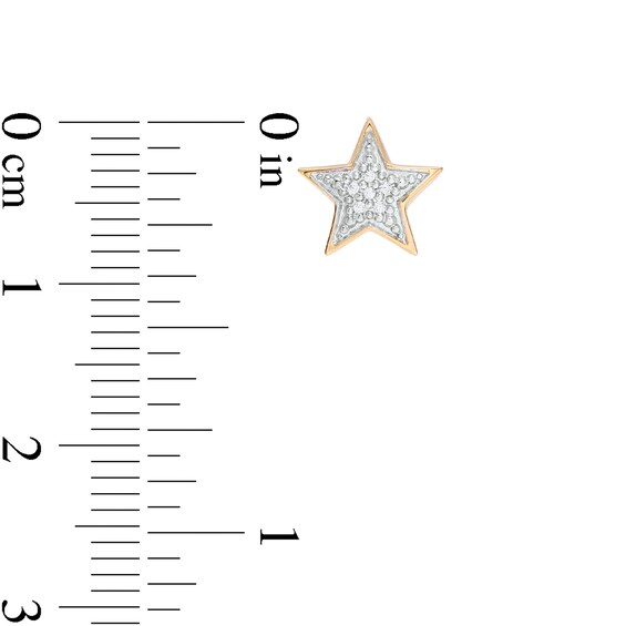 1/20 CT. T.W. Multi-Diamond Star and Saturn Mismatch Stud Earrings in 10K Gold