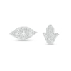 Thumbnail Image 0 of 1/20 CT. T.W. Diamond Hamsa and Evil Eye Mismatch Stud Earrings in Sterling Silver